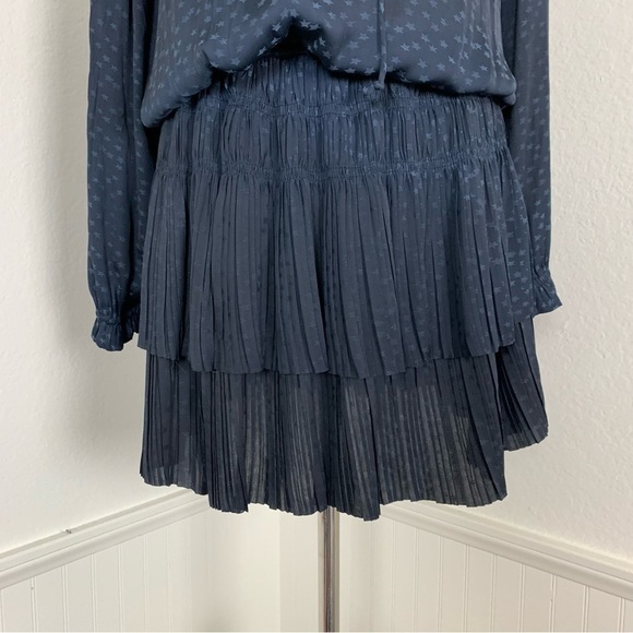 Anthropologie Current Air Star Print tiered Mini Dress Size XS Navy Blue - Picture 7 of 14